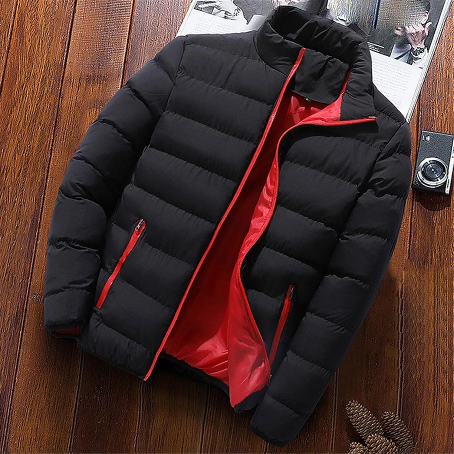 Men's Winter Down Coats Lightweight Warm Puffer Jacket Quilted Thicken Padded Coat Windproof Outerwear