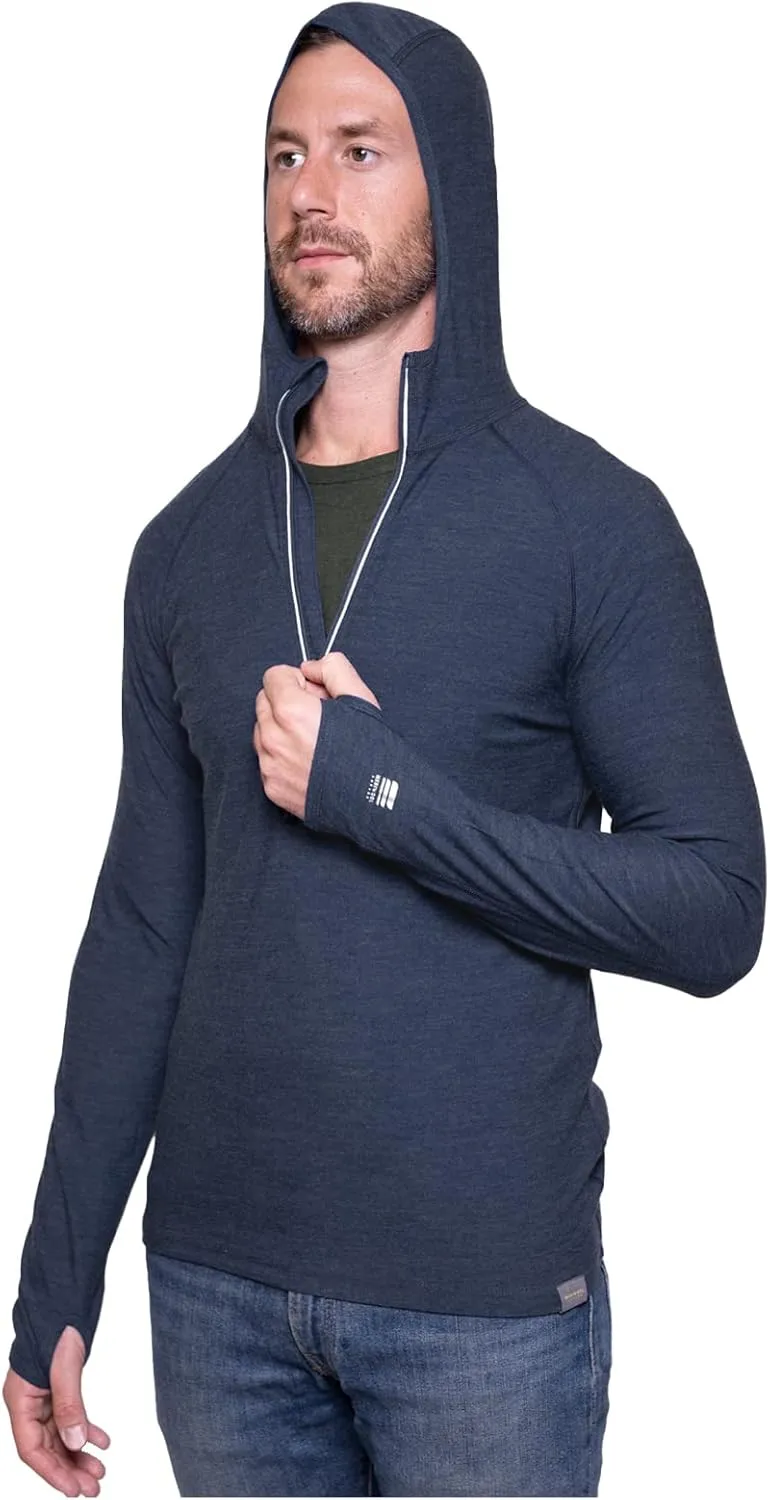 MERIWOOL Men’s Base Layer Hoodie Lightweight Merino Wool Long Sleeve Thermal