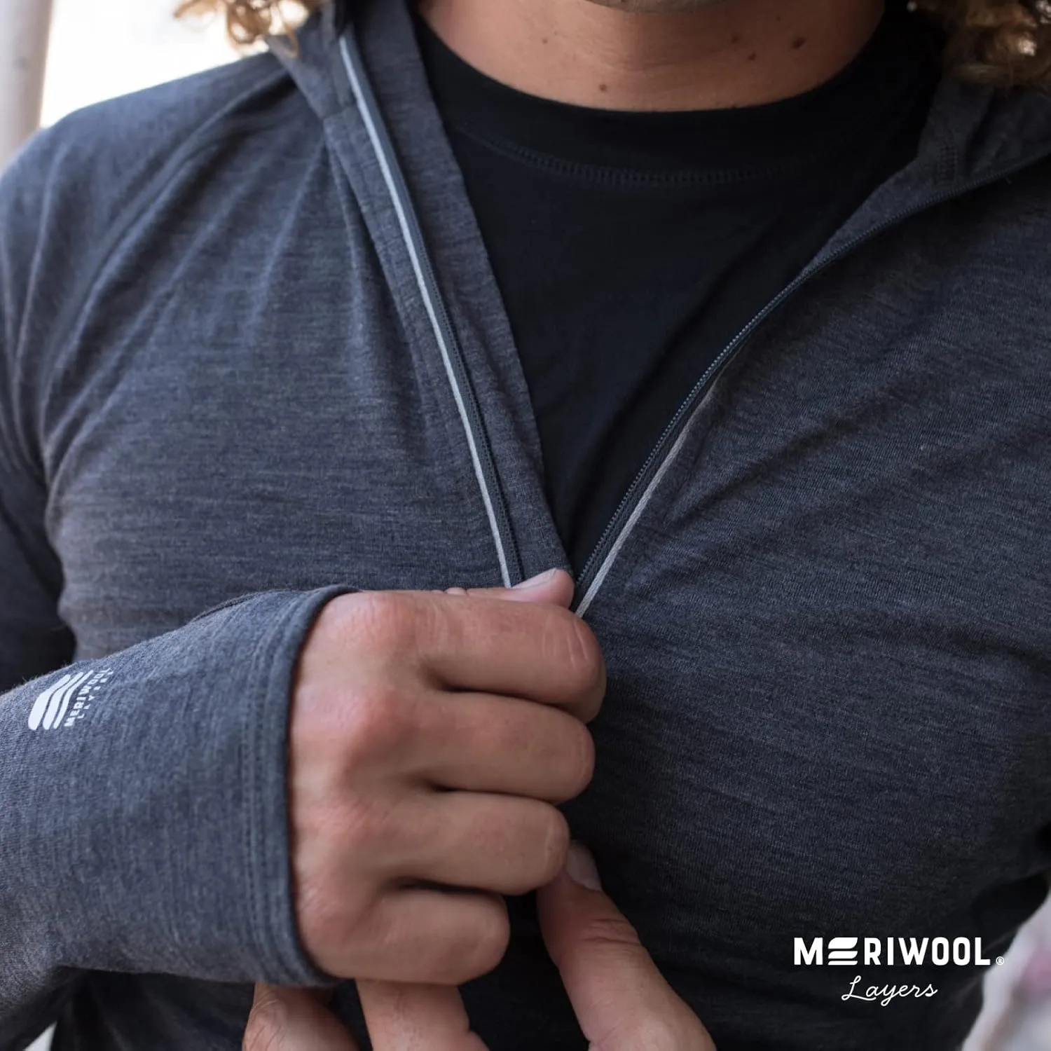 MERIWOOL Men’s Base Layer Hoodie Lightweight Merino Wool Long Sleeve Thermal