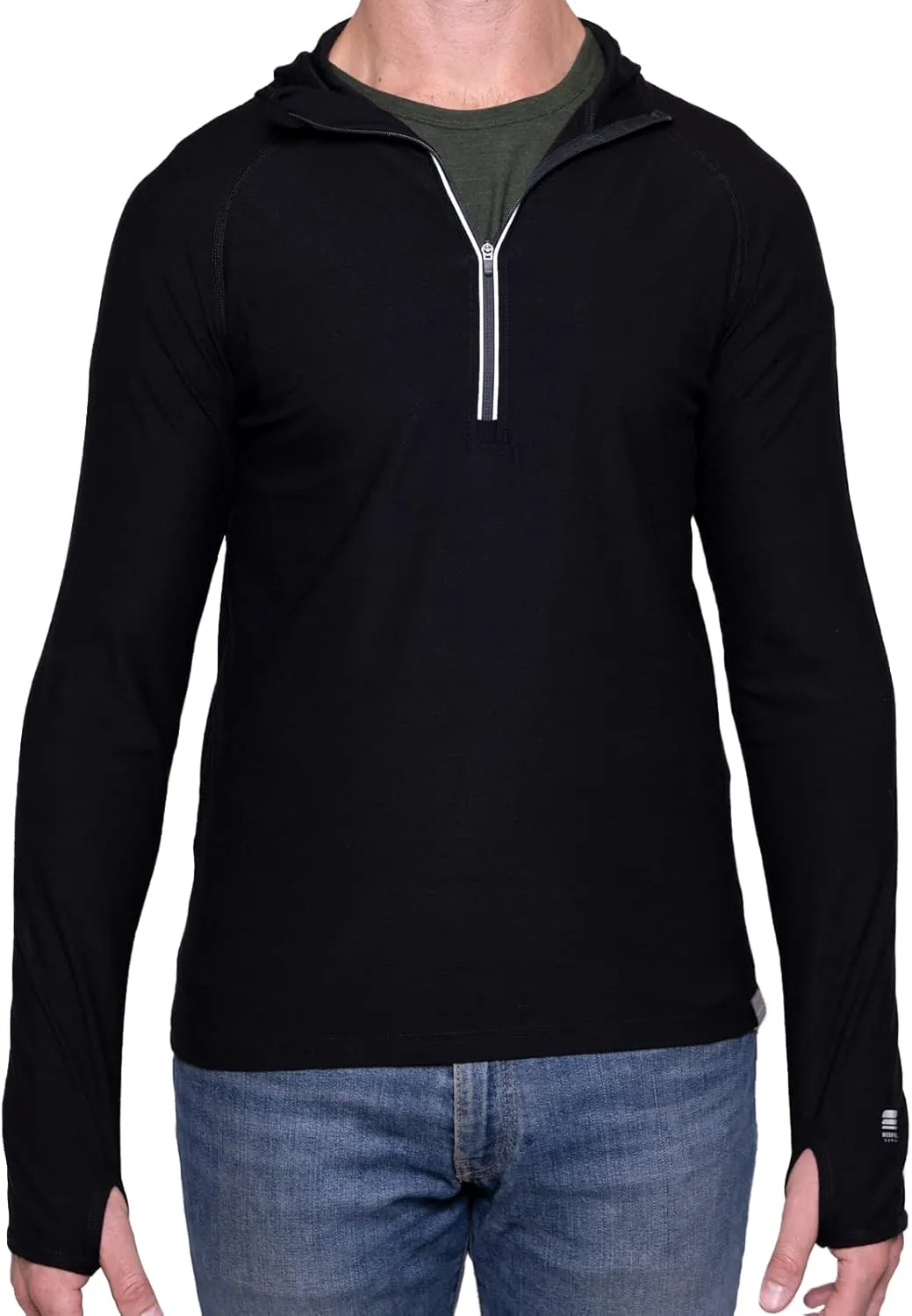 MERIWOOL Men’s Base Layer Hoodie Lightweight Merino Wool Long Sleeve Thermal