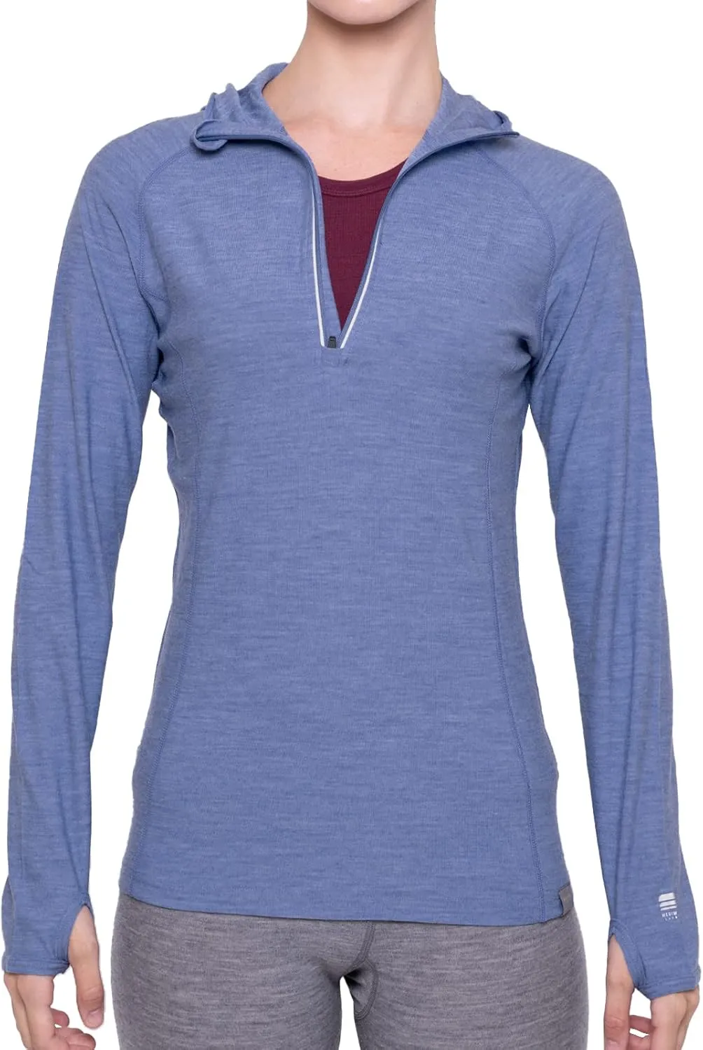 MERIWOOL Women’s Base Layer Hoodie Lightweight Merino Wool Long Sleeve Thermal