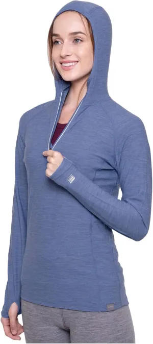 MERIWOOL Women’s Base Layer Hoodie Lightweight Merino Wool Long Sleeve Thermal
