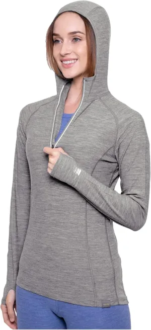 MERIWOOL Women’s Base Layer Hoodie Lightweight Merino Wool Long Sleeve Thermal