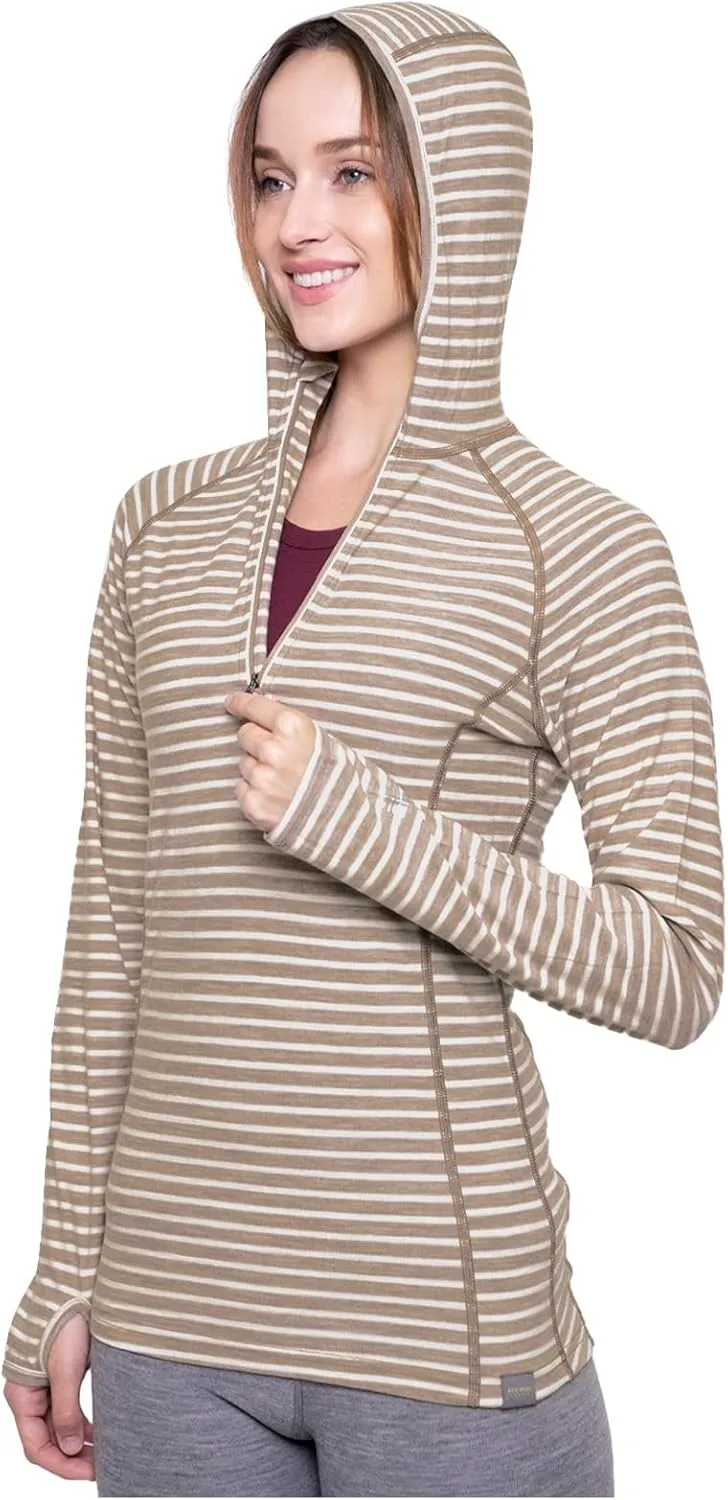 MERIWOOL Women’s Base Layer Hoodie Lightweight Merino Wool Long Sleeve Thermal