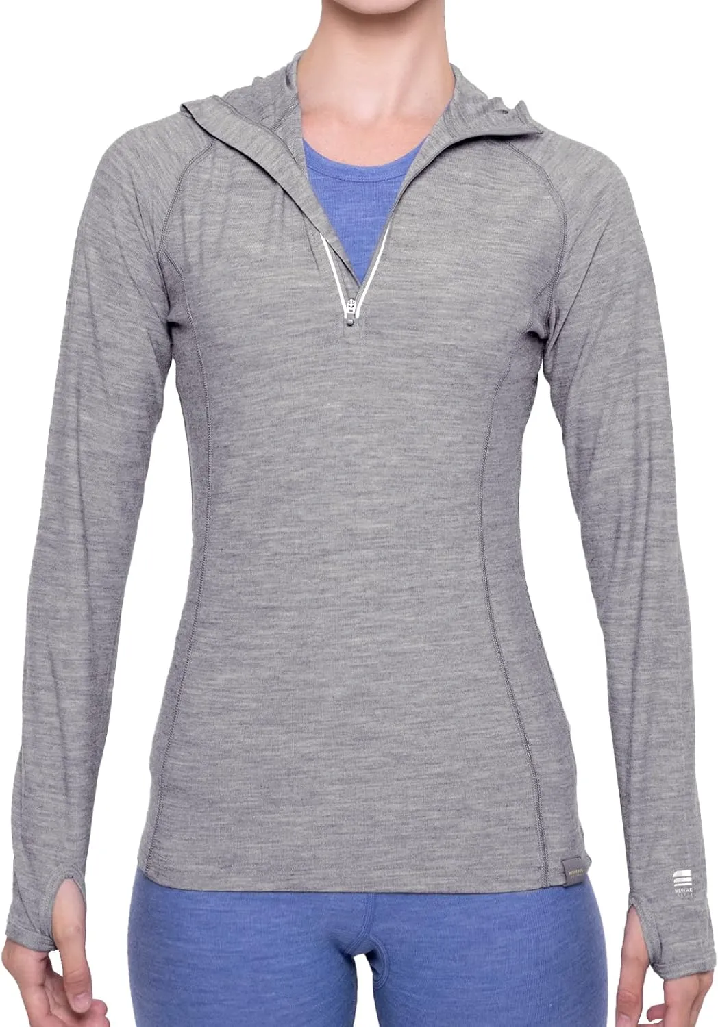 MERIWOOL Women’s Base Layer Hoodie Lightweight Merino Wool Long Sleeve Thermal