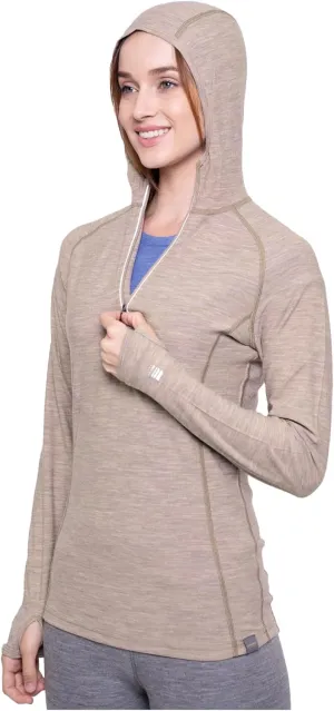 MERIWOOL Women’s Base Layer Hoodie Lightweight Merino Wool Long Sleeve Thermal
