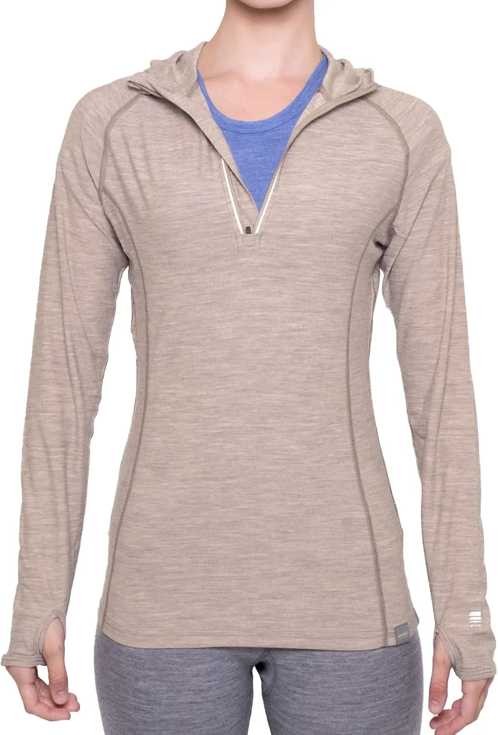 MERIWOOL Women’s Base Layer Hoodie Lightweight Merino Wool Long Sleeve Thermal