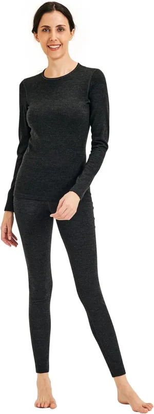 METARINO Women 100% Merino Wool Base Layer Set Thermal Underwear Casual Top,Bottom for Hiking Travel Skiing