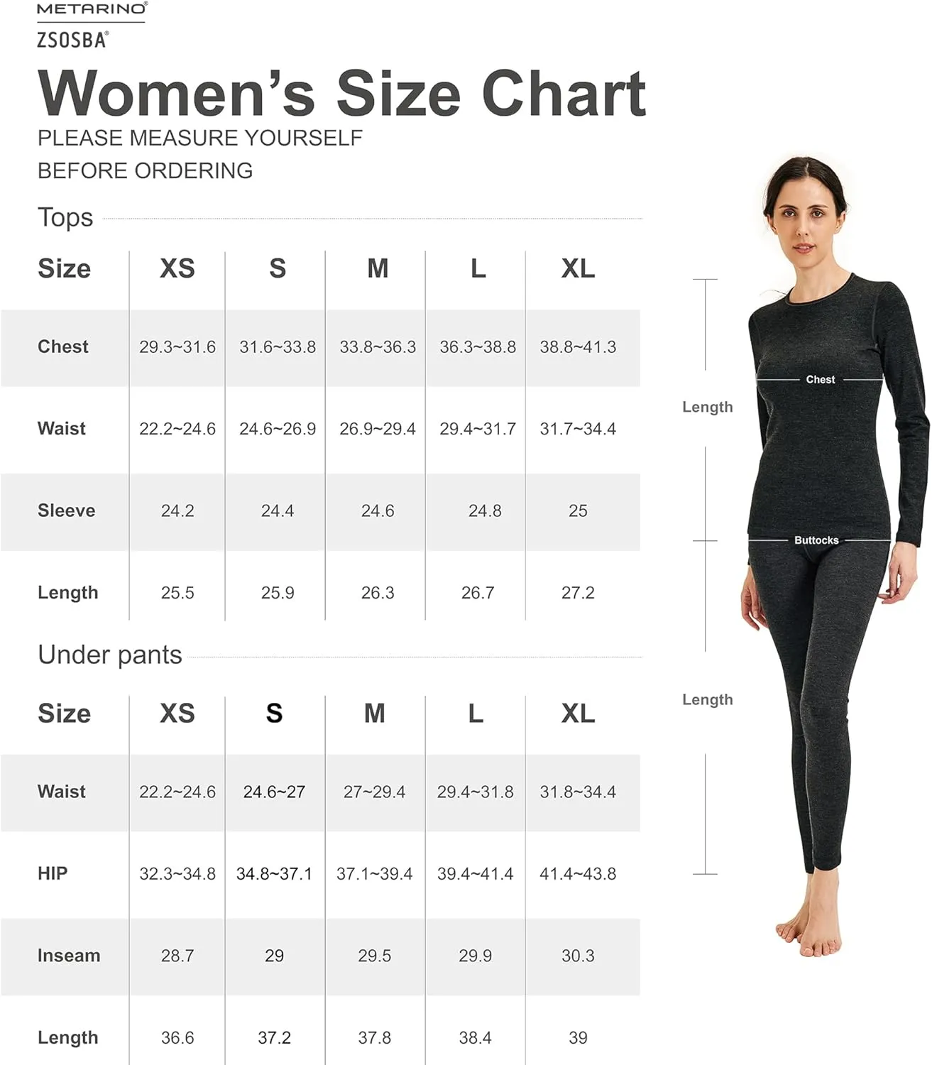METARINO Women 100% Merino Wool Base Layer Set Thermal Underwear Casual Top,Bottom for Hiking Travel Skiing