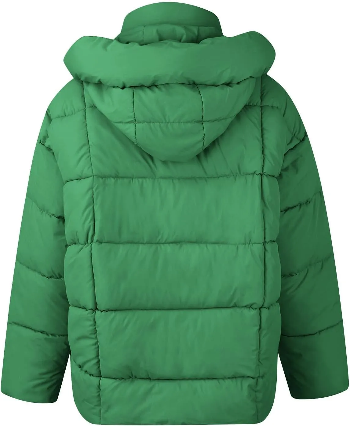 Mmoneyake Womens Hooded Quilted Puffer Jacket Full Zip Baggy Short Down Coats Padded Warm Winter Heavyweight Coat Outerwear