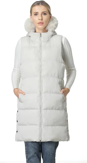 MOERDENG Women's Waterproof Long Puffer Vest Sleeveless Warm Winter Coat Down Alternative Outerwear Hooded Jaclet
