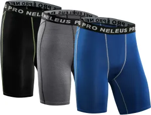 NELEUS 3 or 6 Pack Compression Shorts for Men Spandex Sport Shorts Running Athletic Workout Performance Baselayer Underwear