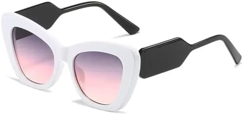 New 2025 Fashion Cat Eye Sunglasses Women Vintage Luxury Sun Glasses UV400 Oversized Eyewear,gray pink,One size