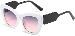 New 2025 Fashion Cat Eye Sunglasses Women Vintage Luxury Sun Glasses UV400 Oversized Eyewear,gray pink,One size