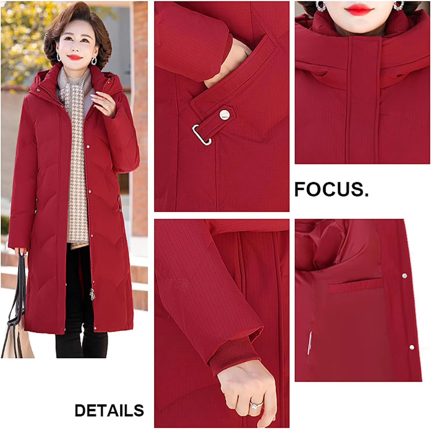 Puffer Jacket Middle-Aged Mother Insulated Down Coat Fashionable Long Hooded Casual Outdoor Wear