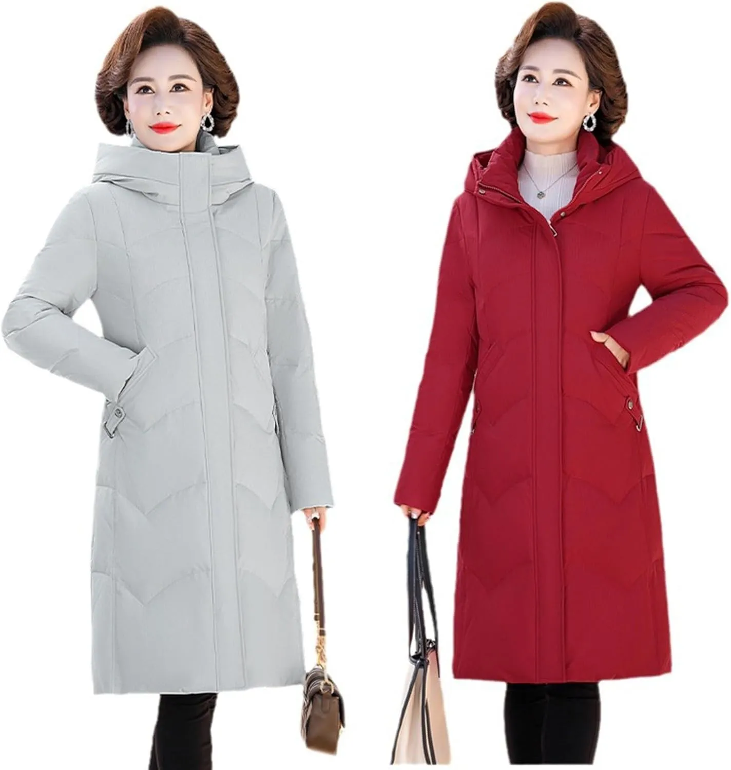 Puffer Jacket Middle-Aged Mother Insulated Down Coat Fashionable Long Hooded Casual Outdoor Wear