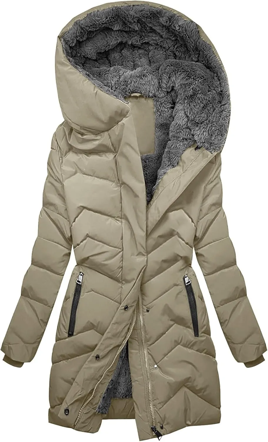 Puffy Winter Puffer Coat for Women Thicken Jacket Waterproof Warm Maxi down Jacket Faux Fur Parka with Hood down Coat