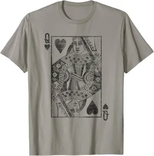 Queen of Hearts Playing Cards Costume Poker Distressed T-Shirt