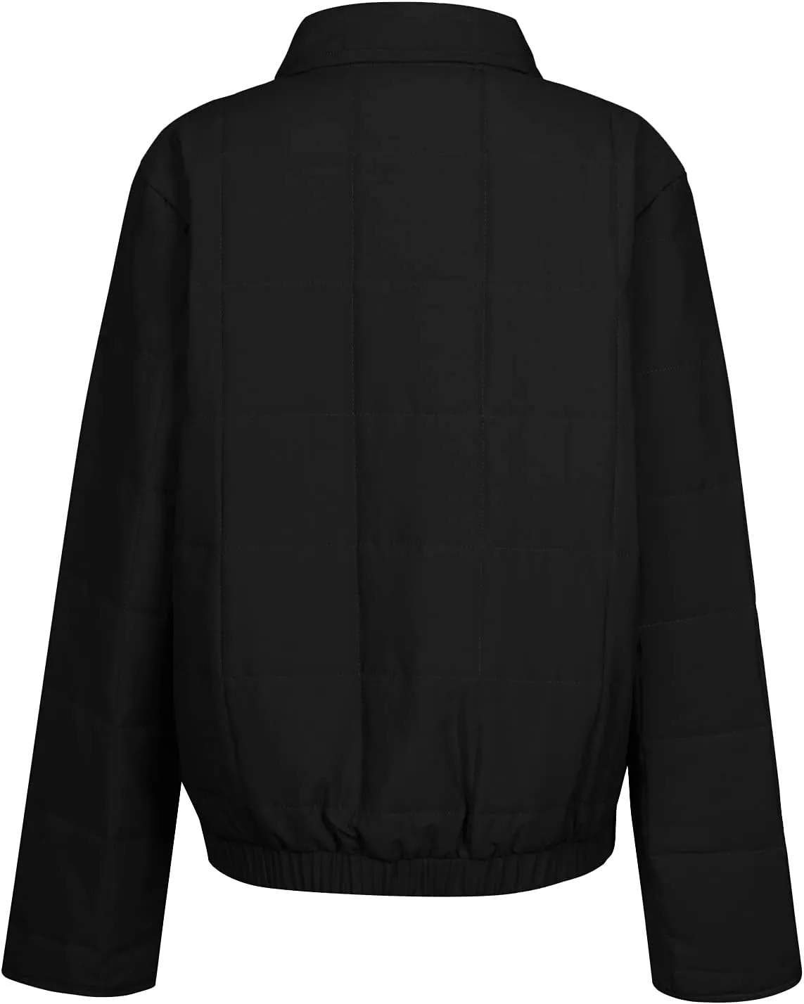 Quilted Jackets for Women Zip Up Plus Size Long Sleeve Coat Lightweight Puffer Jackets Loose Fit Winter Warm Outwear