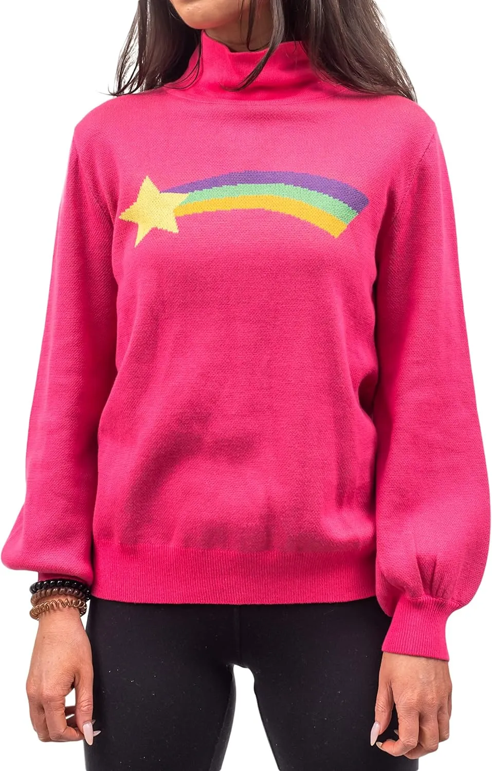 Rainbow Star Pink Pines Cartoon Cosplay Sweater, Full Knitted Halloween Costume