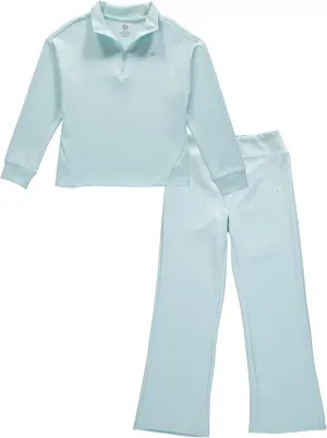 RBX Girls' Active Sweatsuit - 2 Piece Ribbed Crop Pullover Hoodie Sweatshirt and Kick Flare Bell Bottom Yoga Leggings (7-12)