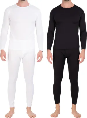 Real Essentials 4 Piece: Men's Thermal Underwear Sets - Long Sleeve Top & Bottom Fleece Long Johns (Available in Big & Tall)