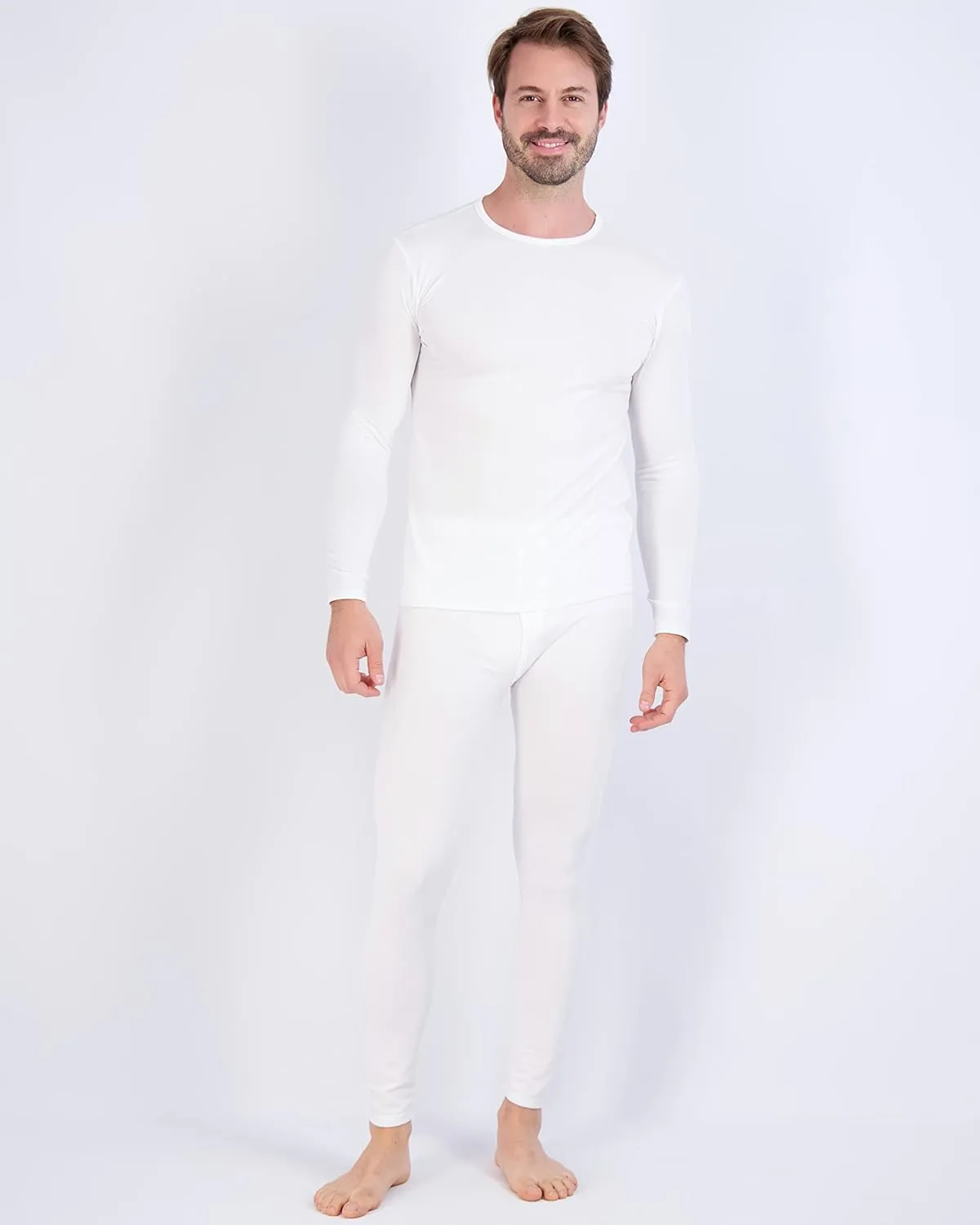 Real Essentials 4 Piece: Men's Thermal Underwear Sets - Long Sleeve Top & Bottom Fleece Long Johns (Available in Big & Tall)