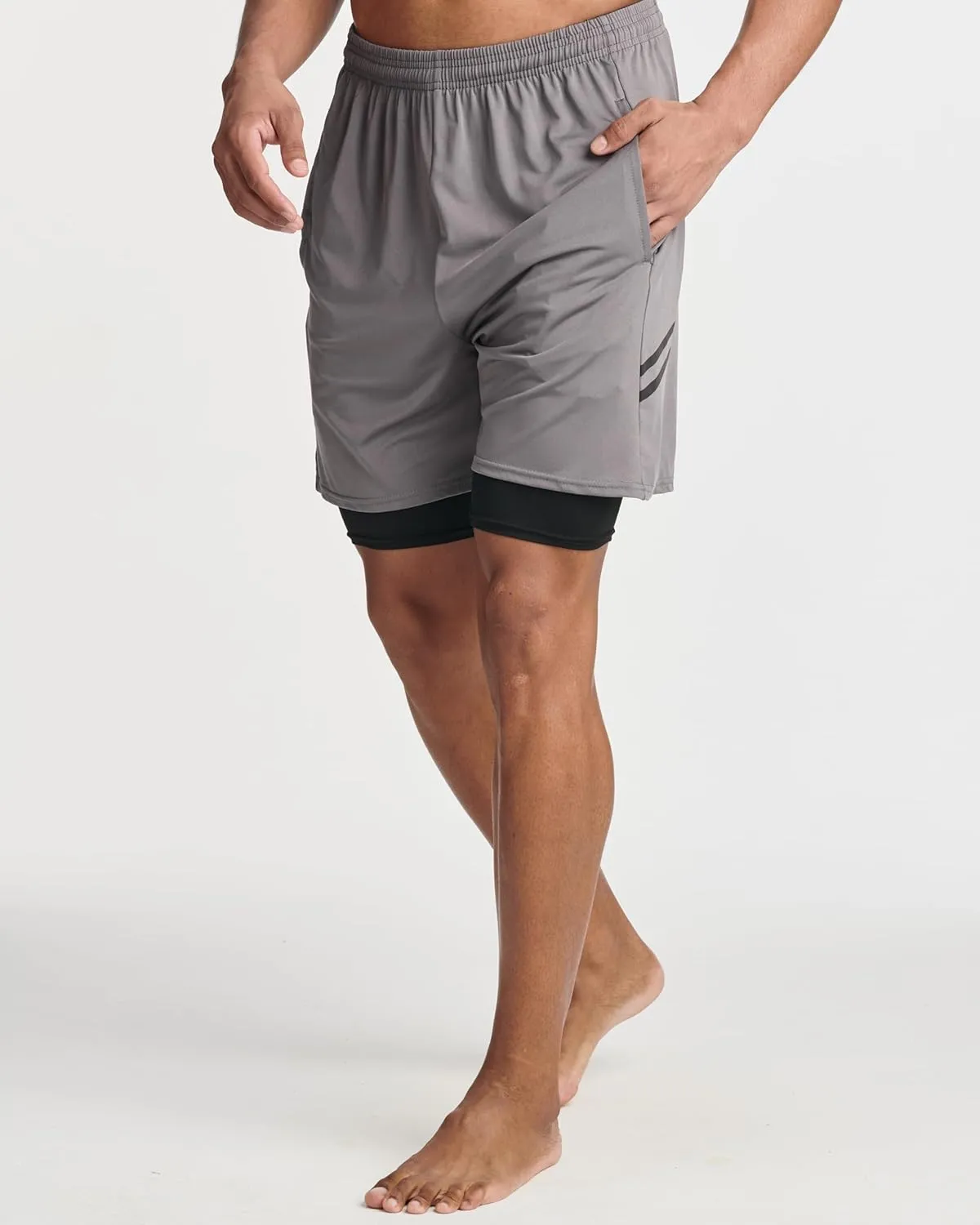 Real Essentials 5 Pack: Mens Compression Shorts - Quick Dry Performance Active Underwear (Available in Big & Tall)