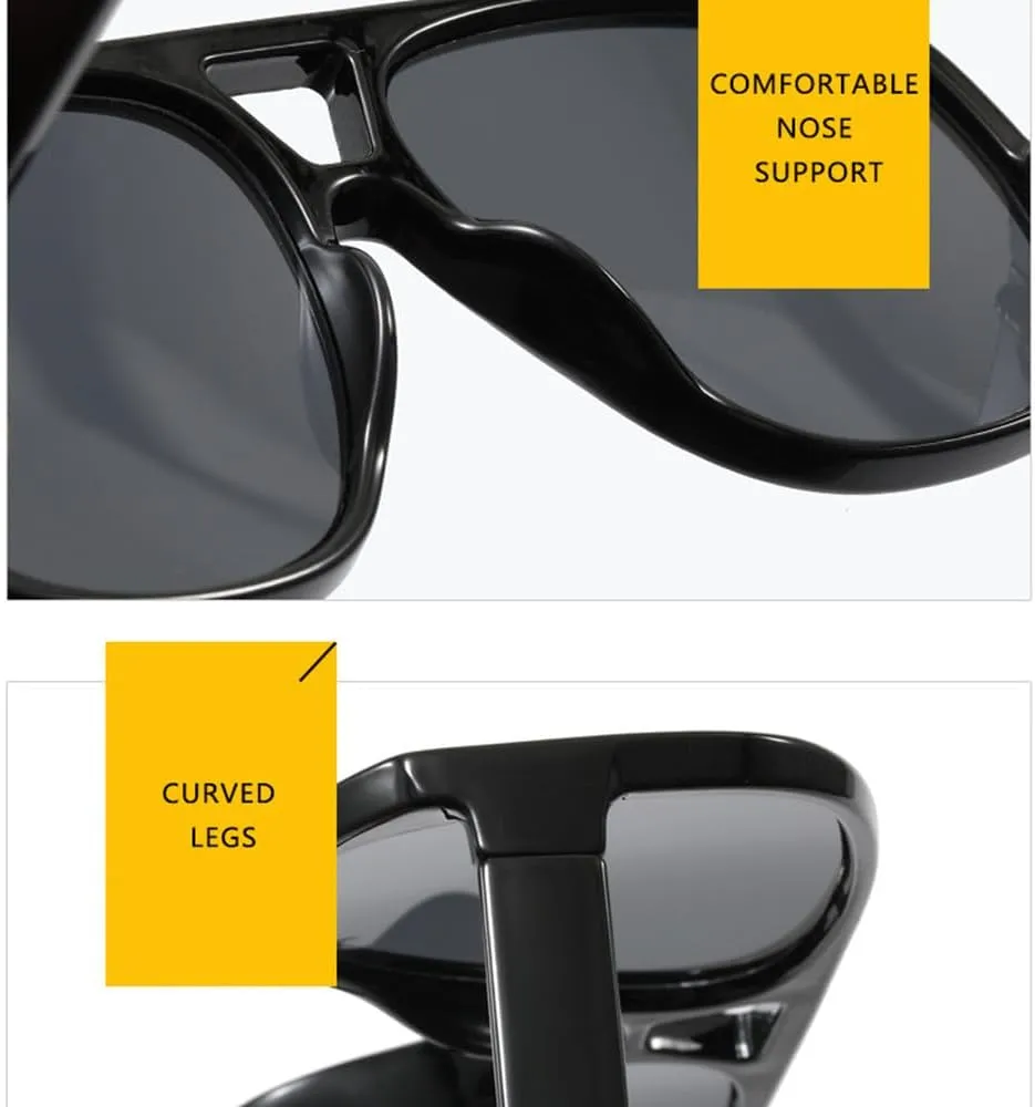 Retro Women Sunglasses For Women Men Fashion Oversized Double Bridge Sun Glasses Shades UV400 Eyeglasses