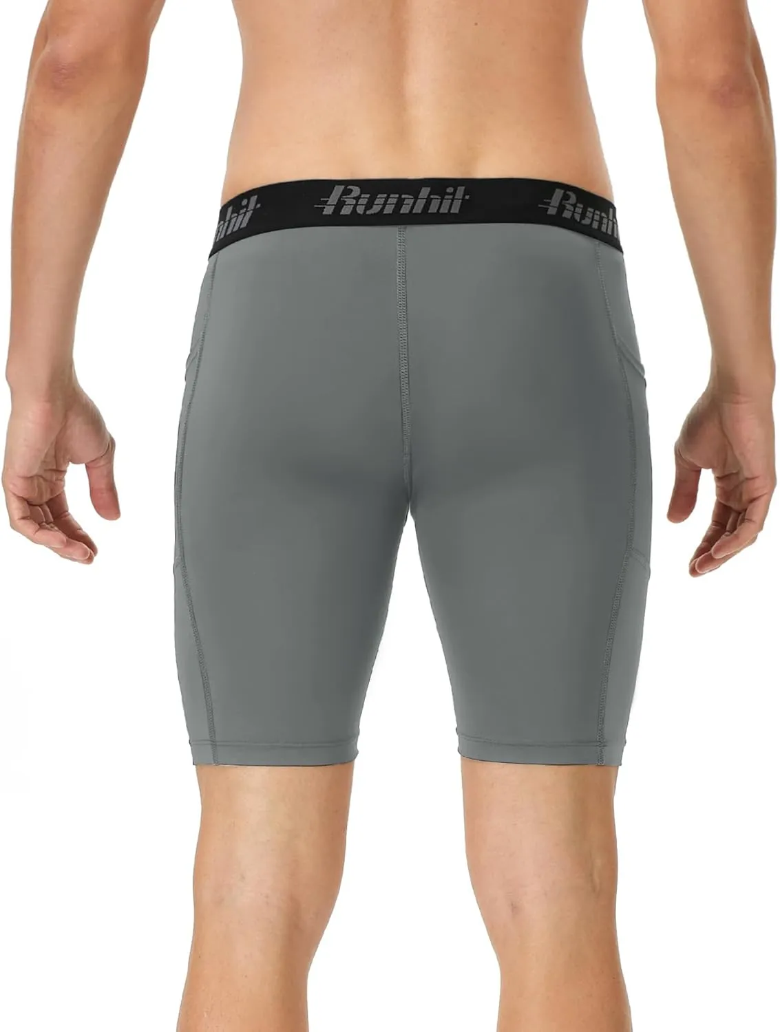 Runhit 2 Pack Mens Compression Shorts with Pocket, Spandex Athletic Workout Shorts, Performance Underwear for Running