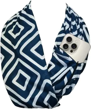 Shop Women's Infinity Scarf with Zipper Pocket, Geometric Pattern