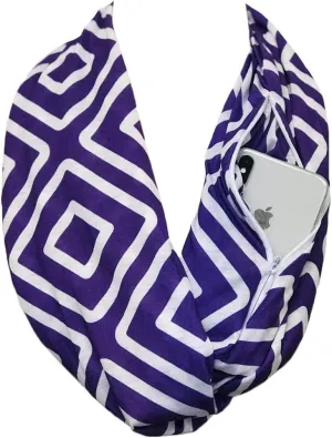 Shop Women's Infinity Scarf with Zipper Pocket, Geometric Pattern