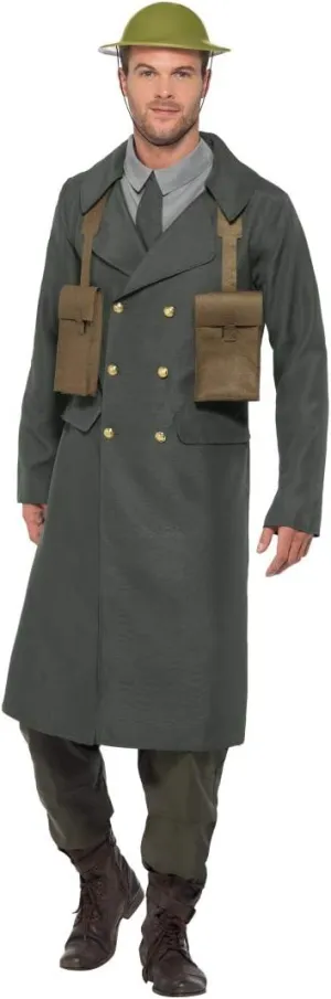 Smiffys Men's WW2 British Office Costume with Trench Coat