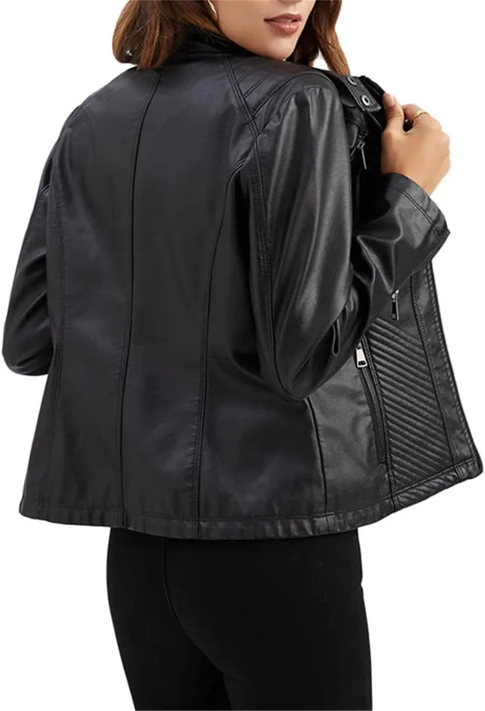 Spring Autumn Women Leather Jacket Moto Biker Zipper Jackets Red Black Apricot Coffee Coat Ladies Outerwear