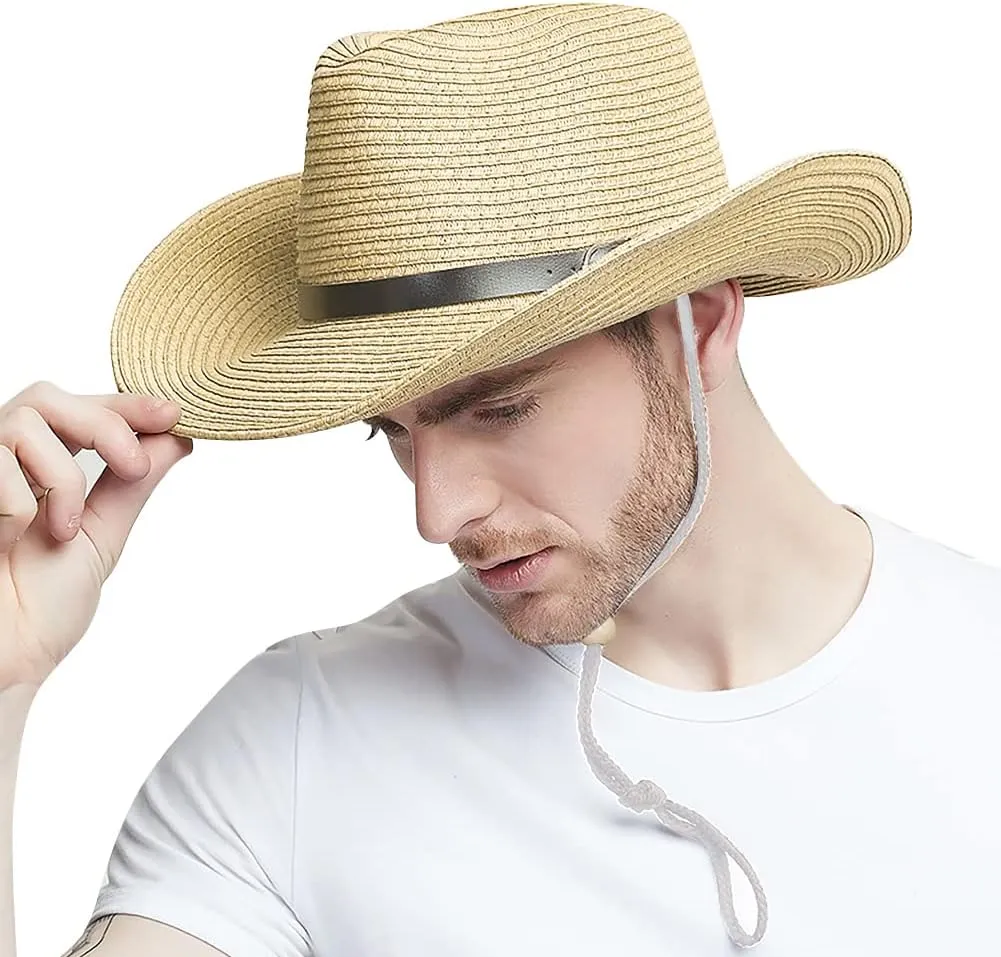 Straw Cowboy Hat Western Cowboy Hat Cowgirl Wide Brim Fedora Panama Hat Summer Beach Sun Hat Woven Straw Hat Sombrero Travel