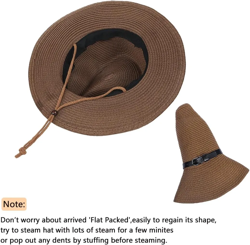 Straw Cowboy Hat Western Cowboy Hat Cowgirl Wide Brim Fedora Panama Hat Summer Beach Sun Hat Woven Straw Hat Sombrero Travel