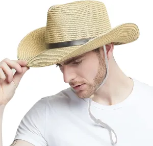 Straw Cowboy Hat Western Cowboy Hat Cowgirl Wide Brim Fedora Panama Hat Summer Beach Sun Hat Woven Straw Hat Sombrero Travel