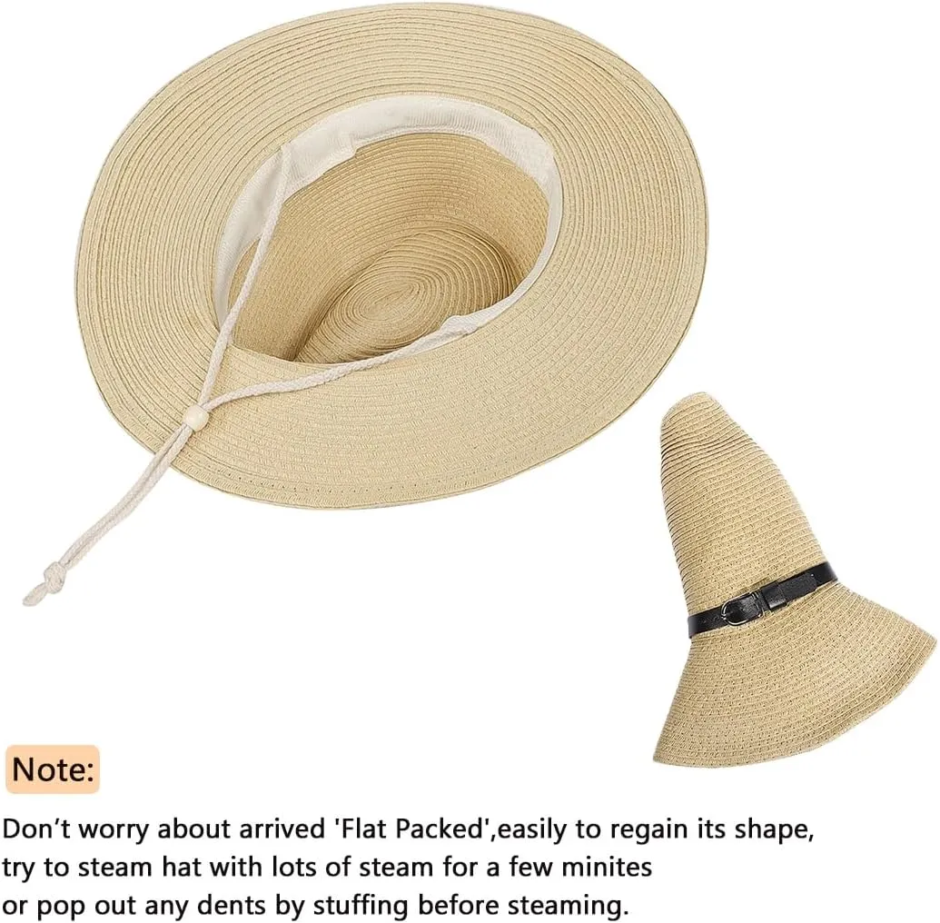 Straw Cowboy Hat Western Cowboy Hat Cowgirl Wide Brim Fedora Panama Hat Summer Beach Sun Hat Woven Straw Hat Sombrero Travel