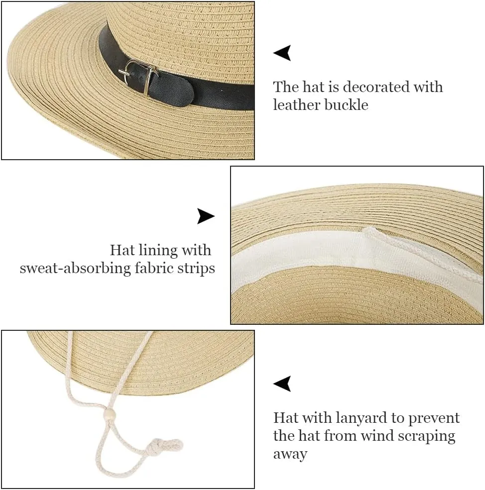 Straw Cowboy Hat Western Cowboy Hat Cowgirl Wide Brim Fedora Panama Hat Summer Beach Sun Hat Woven Straw Hat Sombrero Travel