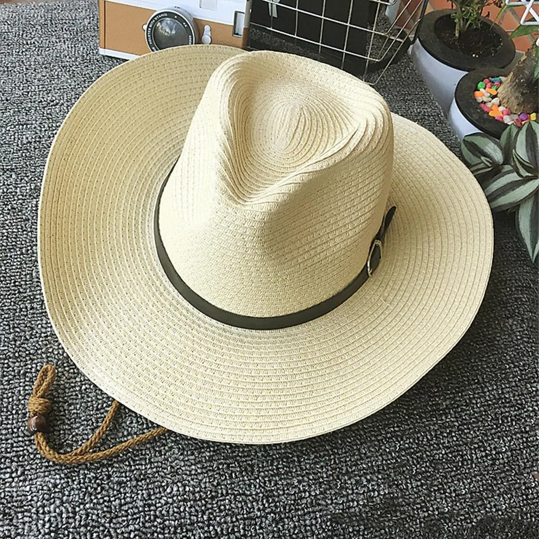 Straw Cowboy Hat Western Cowboy Hat Cowgirl Wide Brim Fedora Panama Hat Summer Beach Sun Hat Woven Straw Hat Sombrero Travel