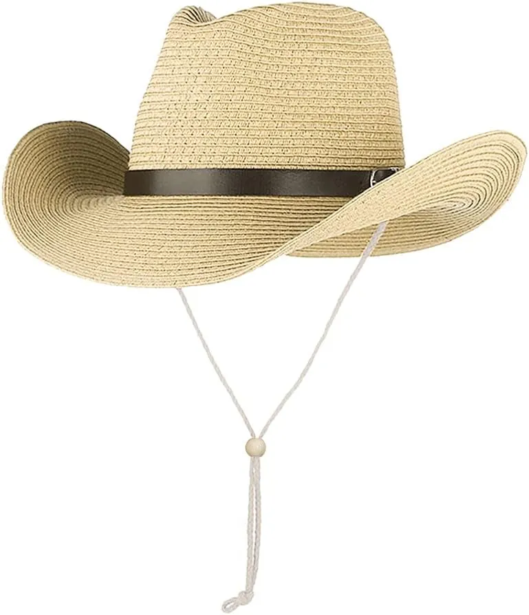 Straw Cowboy Hat Western Cowboy Hat Cowgirl Wide Brim Fedora Panama Hat Summer Beach Sun Hat Woven Straw Hat Sombrero Travel