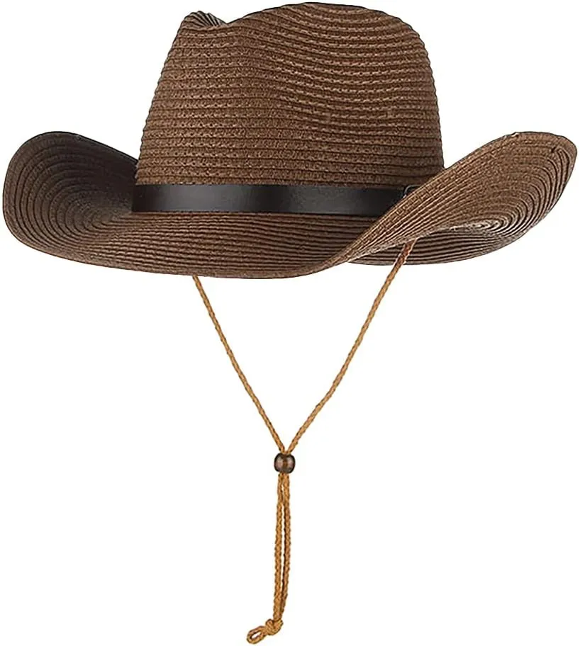 Straw Cowboy Hat Western Cowboy Hat Cowgirl Wide Brim Fedora Panama Hat Summer Beach Sun Hat Woven Straw Hat Sombrero Travel