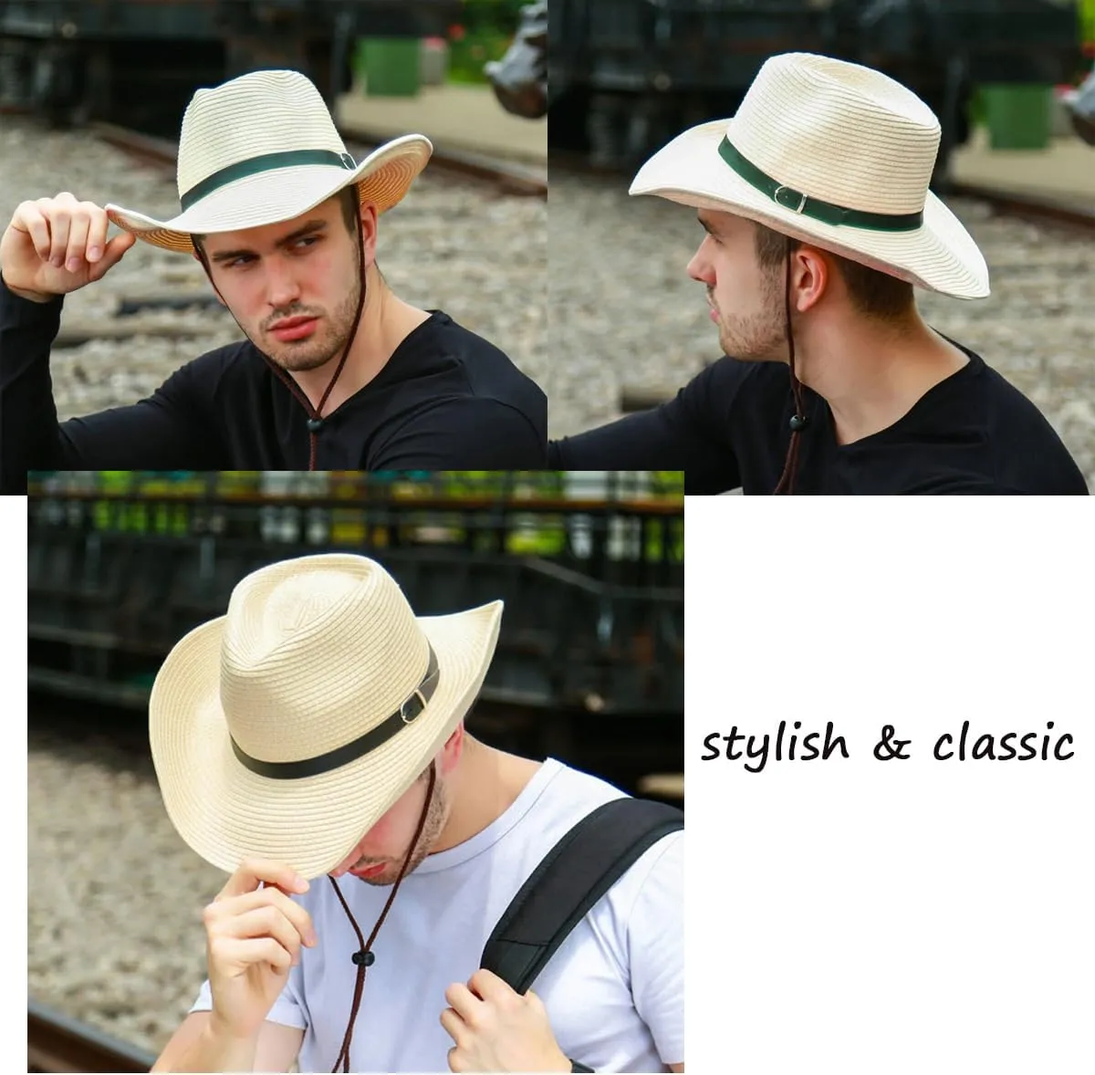 Straw Cowboy Hat Western Cowboy Hat Cowgirl Wide Brim Fedora Panama Hat Summer Beach Sun Hat Woven Straw Hat Sombrero Travel