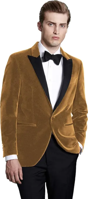 Sxfashbrd Men's Velvet Suit Slim Fit Tuxedo Jacket Shawl Lapel Daily Blazer Tuxedo Groomsmen Formal Jackets for Party