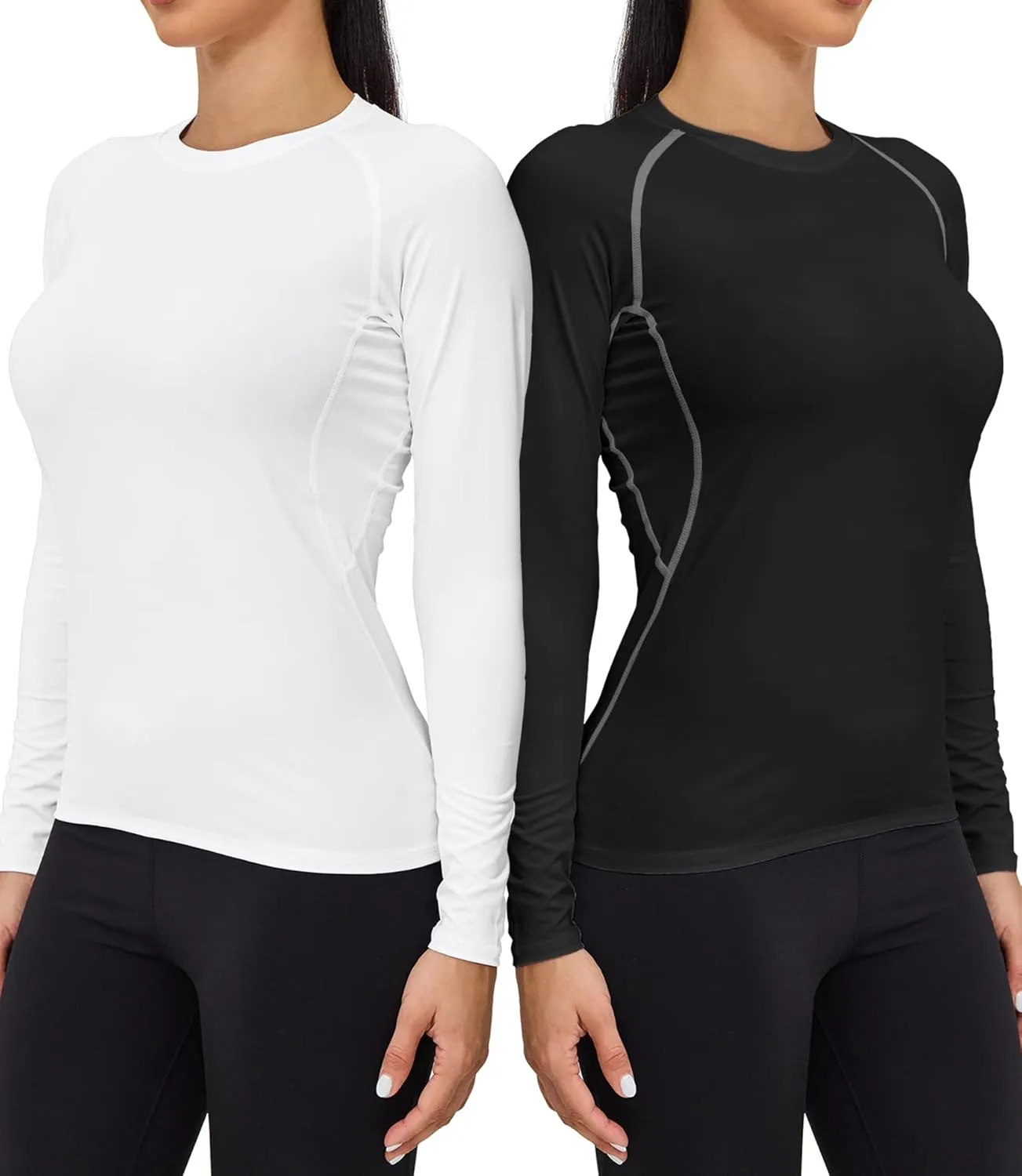 TELALEO 4 Pack Women's Thermal Shirts Fleece Lined Athletic Tops Long Sleeve Compression Workout Baselayer for Cold Weather