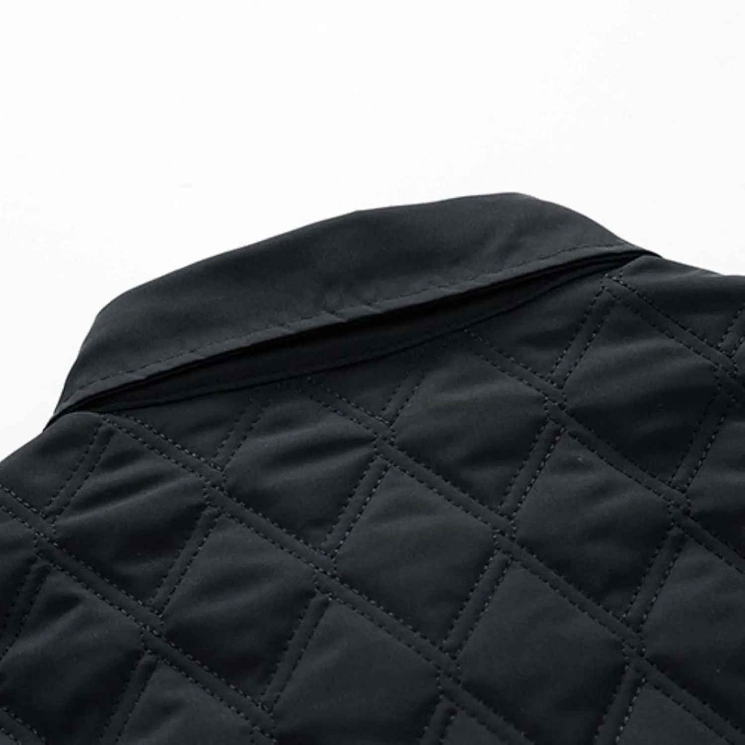 Thatrich Mens Diamond Quilted Lightweight Jacket Button Down Lapel Shirt Long Sleeve Winter Coat Warm Outdoor Jacket Outwear