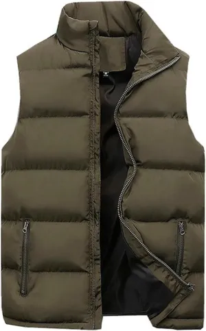 Thatrich Mens Puffer Vest Lightweight Sleeveless Jacket Full Zip Fall Jacket Outdoor Vests Coat Casual Warm Jackets Outerwear