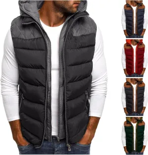 Thatrich Men's Puffer Vest Padded Vests Puffy Sleeveless Coats Thermal Outdoor Jackets Hooded Down Gilet Winter Coat Outwear