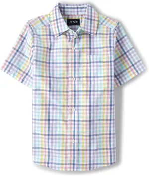 The Children's Place Boys' and Toddler Boys' Short Sleeve Button Down Shirt