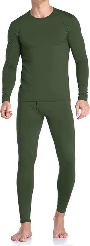 Therma Pro Mens Fleece Lined Thermal Top & Bottom Underwear Set, Long Johns Base Layer Ultra-Soft